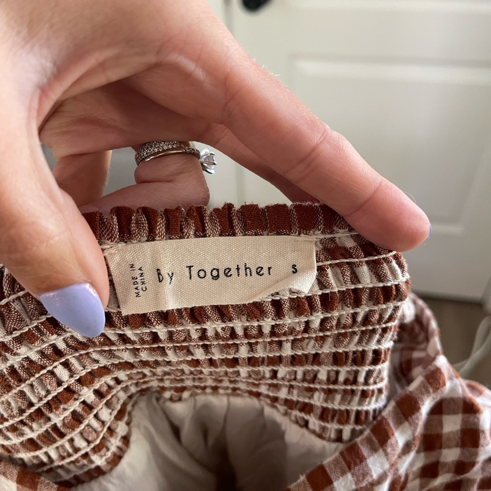 By Together Gingham Mini Flutter Sleeve Dress - Picture 3 of 6